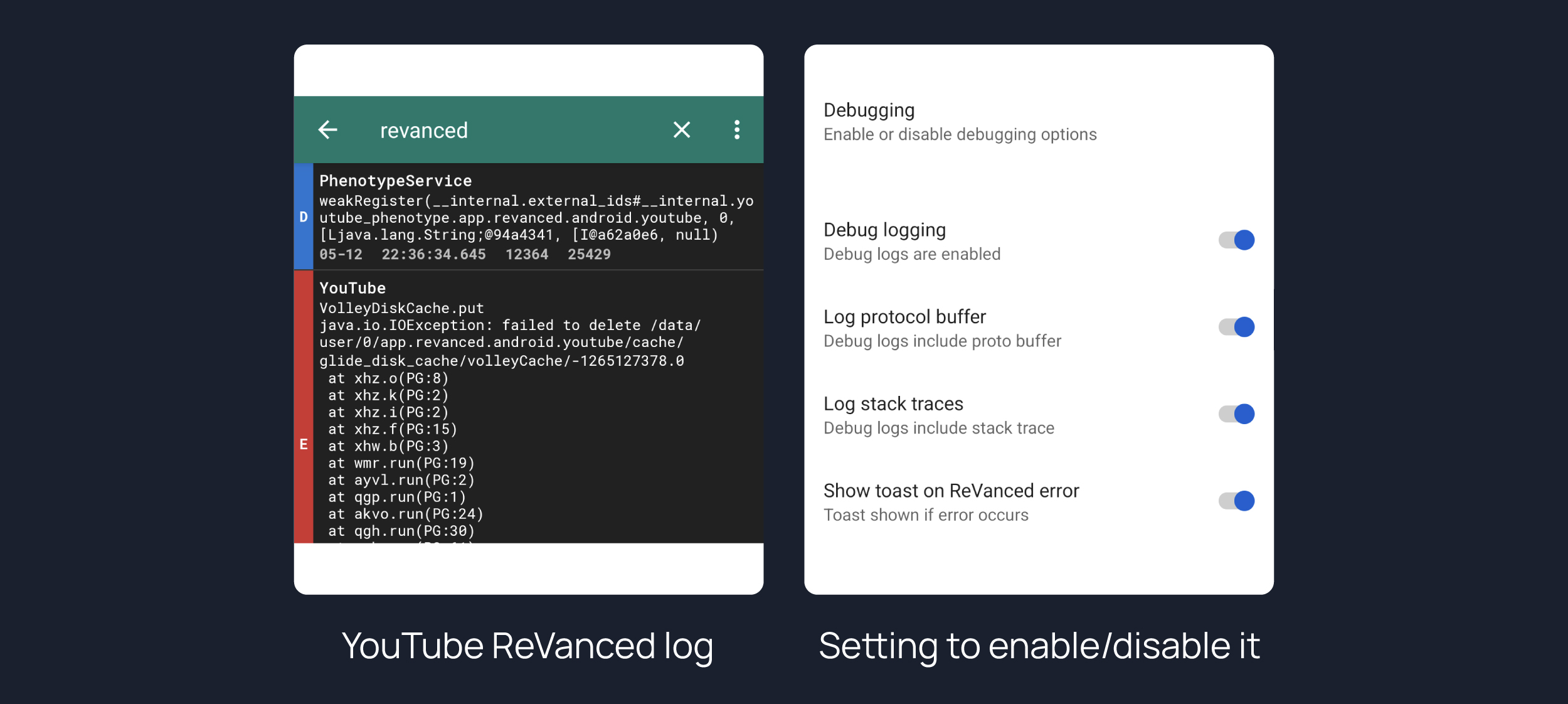 Debugging options